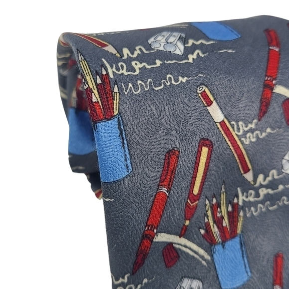 Unbranded | Men's Pen and Pencil Handwriting Office Themed Tie (One Size) - Picture 2 of 12